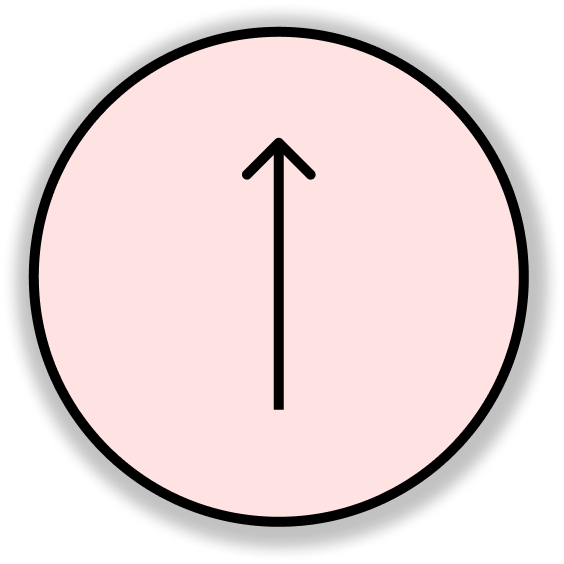 thin black line arrow pointing up with pink background