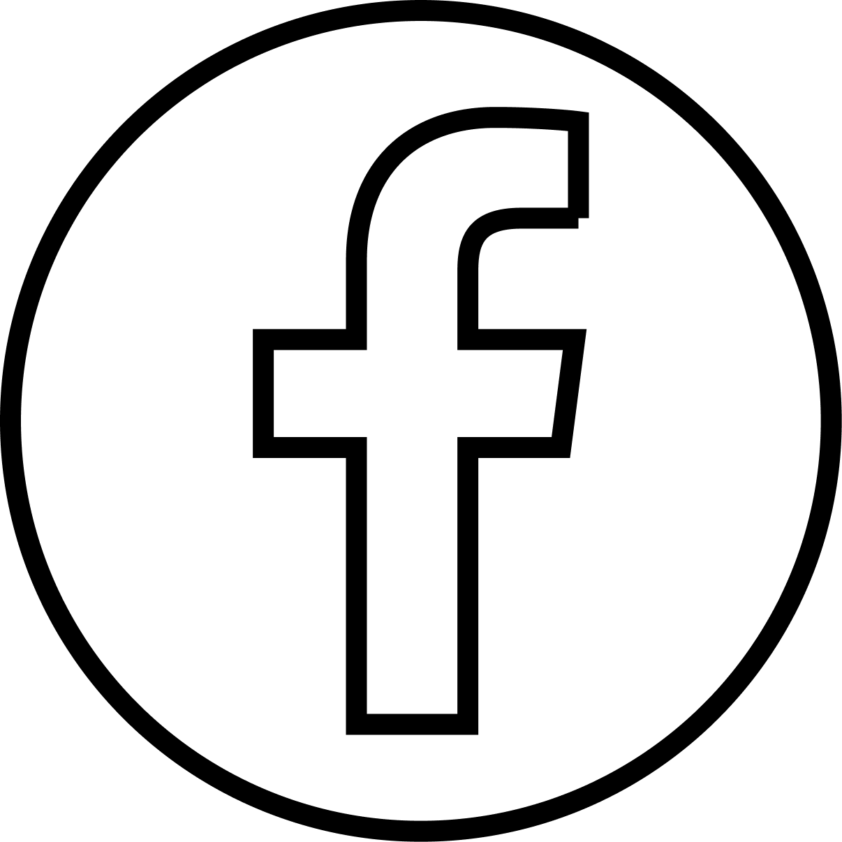 Facebook icon with thin black outline