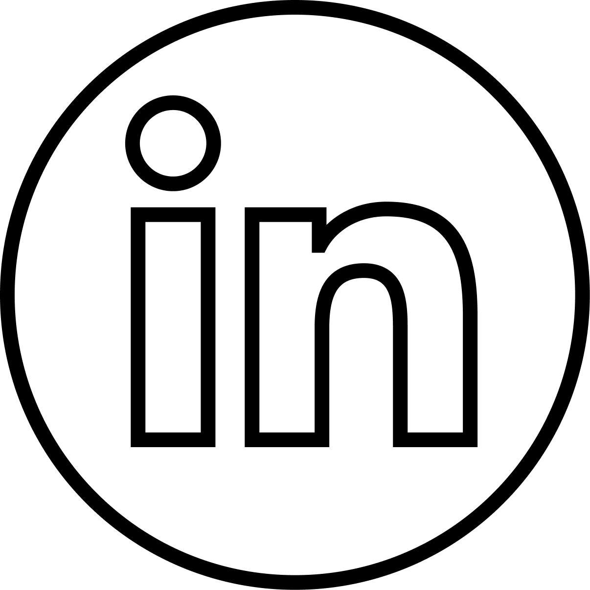 Linked-in icon with thin black outline